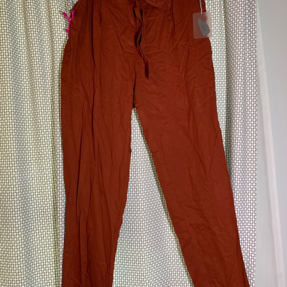 burnt orange fitted pants